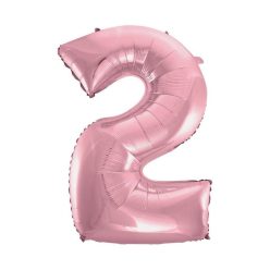 Numere Roz deschis, Balon din folie numărul 2 roz 92 cm