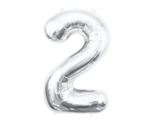 Numere Argintiu, Balon folie Număr 2 argintiu 85 cm