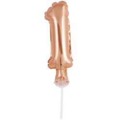   Numere Rose Gold Balon din folie cu cifra 1 pentru tort 13 cm