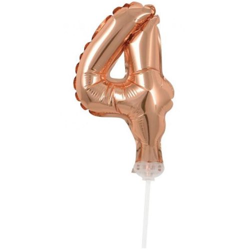Numere Rose Gold Balon din folie de nr. 4 pentru tort 13 cm