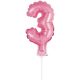 Numere Pink Balon folie roz numărul 3 pentru tort 13 cm