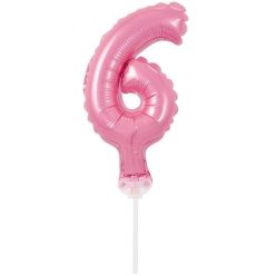 Numere Pink Balon folie roz numărul 6 pentru tort 13 cm