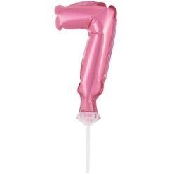 Numere Pink Balon din folie roz numărul 7 pentru tort 13 cm