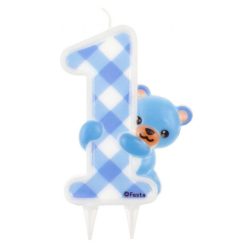 Numere Blue Teddy Lumânare de tort pentru prima aniversare