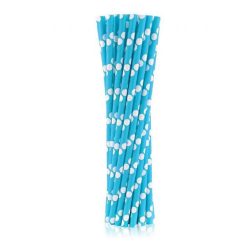 Colorat Blue Polka Dots Paie din hârtie albastră 24 buc