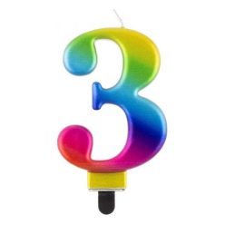   Numere Galaxy Lumânare colorată cu numărul 3, lumânare de tort
