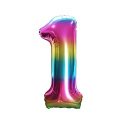 Numere Rainbow Balon din folie curcubeu numărul 1 de 85 cm