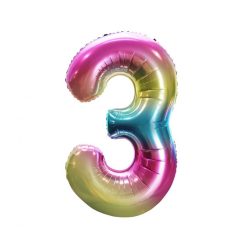 Numere Rainbow Balon din folie numărul 3 Curcubeu 85 cm