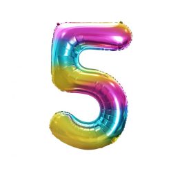 Numere Rainbow Balon folie numărul 5 curcubeu 85 cm