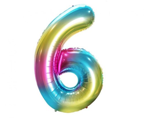 Numere Rainbow Balon din folie curcubeu numărul 6, 85 cm