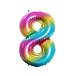 Numere Rainbow Balon folie curcubeu cifră 8, 85 cm