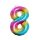 Numere Rainbow Balon folie curcubeu cifră 8, 85 cm
