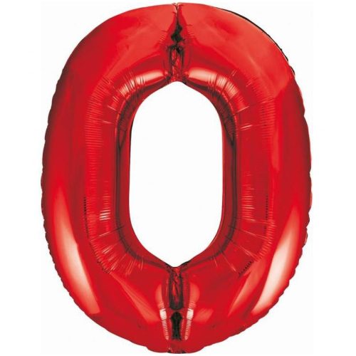 Numere Red Balon din folie roșu Numărul 0 85 cm