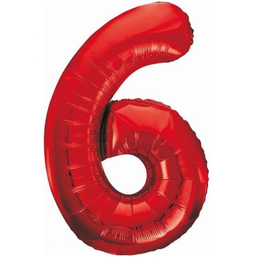 Numere Red Balon folie roșu cifră 6, 85 cm