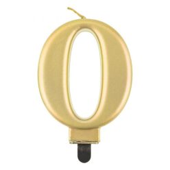 Numere Metallic Lumânare de tort, cifră aurie 0