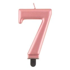   Numere Metallic Lumânare număr 7 auriu roz, lumânare de tort