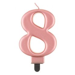 Numere Metallic Lumânare de tort Rose Gold numărul 8