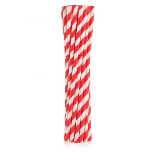 Colorat Red Stripes Paie Roșii Flexibile de Hârtie Pachet de 12