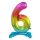 Numere Rainbow Balon colorat din folie numărul 6 cu bază 74 cm