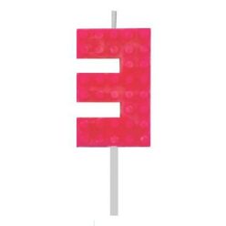   Blocks Red Blocks Lumanare de tort roșie, numarul 3, bloc de construcție, lumânare numerică