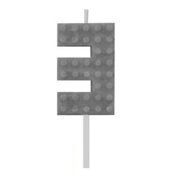   Blocks Grey Blocks Lumânare de ziua pentru numărul 3 Gri Bloc de Construcție