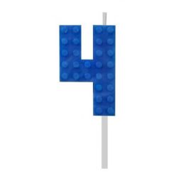   Blocks Blue Blocks Lumânare tort Cărămidă 4 Albastru, Lumânare cu număr