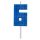 Blocks Blue Blocks Lumânare Cifră 6 albastră tip bloc de construcție, lumânare cifră