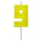 Blocks Yellow Blocks Lumânare de tort galbenă numărul 9 cu tematică de cuburi de construcție