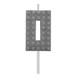   Blocks Grey Blocks Lumânare de tort <span style='font-size: larger;'>Numărul 0</span>, Stivuibilă, Gri