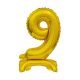Numere B&C Gold Balon mini de folie de aur cu numărul 9 și bază, 38 cm
