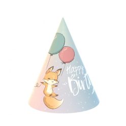 Vulpe Fox Pălărie de petrecere Happy Birthday, 6 buc