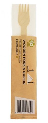 Party Wooden Furculiță de lemn cu șervețel