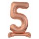 Numere Rose Gold Balon folie cifra 5 cu bază 74 cm