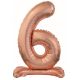 Numere Rose Gold Balon din folie numărul 6 cu bază 74 cm