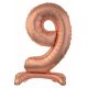 Numere Rose Gold Balon din folie cu cifra 9 și bază 74 cm