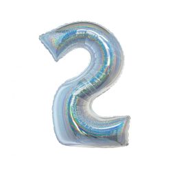 Numere Holographic Balon folie argintiu numărul 2, 76 cm