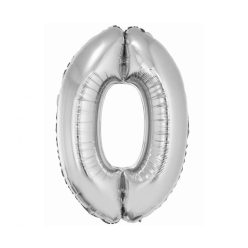 Numere Silver Balon din folie cu cifra 0, argintiu, 76 cm