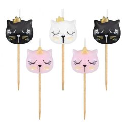   Animale Eyelash Set de lumânări pentru tort cu pisici, 5 bucăți