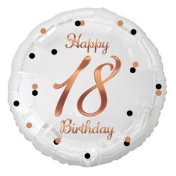 La mulți ani B&C White Happy Birthday 18 balon folie 36 cm