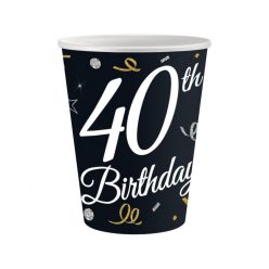   La mulți ani B&C Happy Birthday 40 pahar de hârtie 6 buc 200 ml