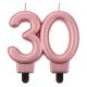 Colorat Lumânare tort Rose Gold Metallic, lumânare cu numărul 30