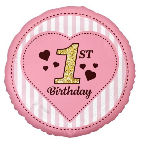 Prima zi de naștere Pink balon din folie 36 cm