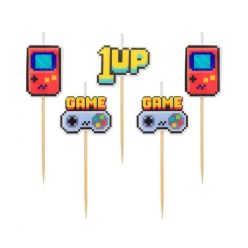 Gamer Game On Lumânare pentru tort, set de 5 lumânări