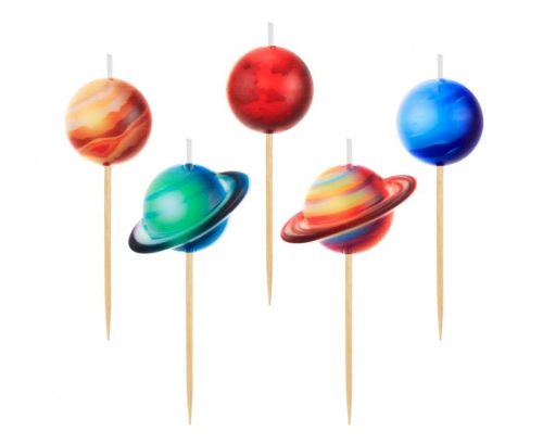 Spațiu Planet Lumânare de Tort Planetă, Set de 5 Lumânări