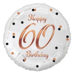 La mulți ani B&C White Happy Birthday 60 balon folie 36 cm