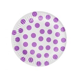   Colorat Lavender Polka Dots Farfurii din Hârtie cu Bule 6 buc 18 cm