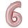 Numere Light Pink Mat Balon din folie roz cu numărul 6, 76 cm
