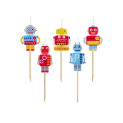 Robot Future lumânare de tort, set de lumânări 5 bucăți