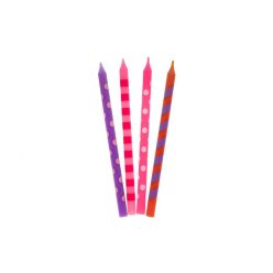 Colorat Dots Set de lumânări roz pentru tort, 16 buc