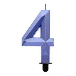   Numere Diamond Metallic Lumânare albastră numărul 4, lumânare de tort